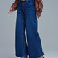 Basic Stretch Jeans with Wide Leg in Deep Blue