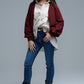 Basic V-neck Cardigan With Long Sleeve in burgundy