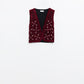 Q2 Beaded Embroidery Velvet Short Vest in burgundy