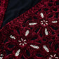 Beaded Embroidery Velvet Short Vest in burgundy