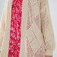 Beige Draped Cardigan With Crochet Design