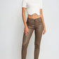 Q2 Beige Faux Leather Super Skinny Pants