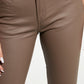 Beige Faux Leather Super Skinny Pants