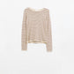 Q2 Beige fine knit striped sweater