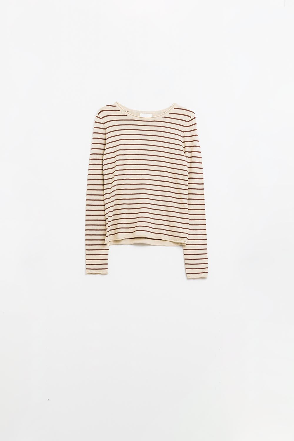 Q2 Beige fine knit striped sweater