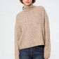 Q2 Beige fluffy high neck relax fit sweater