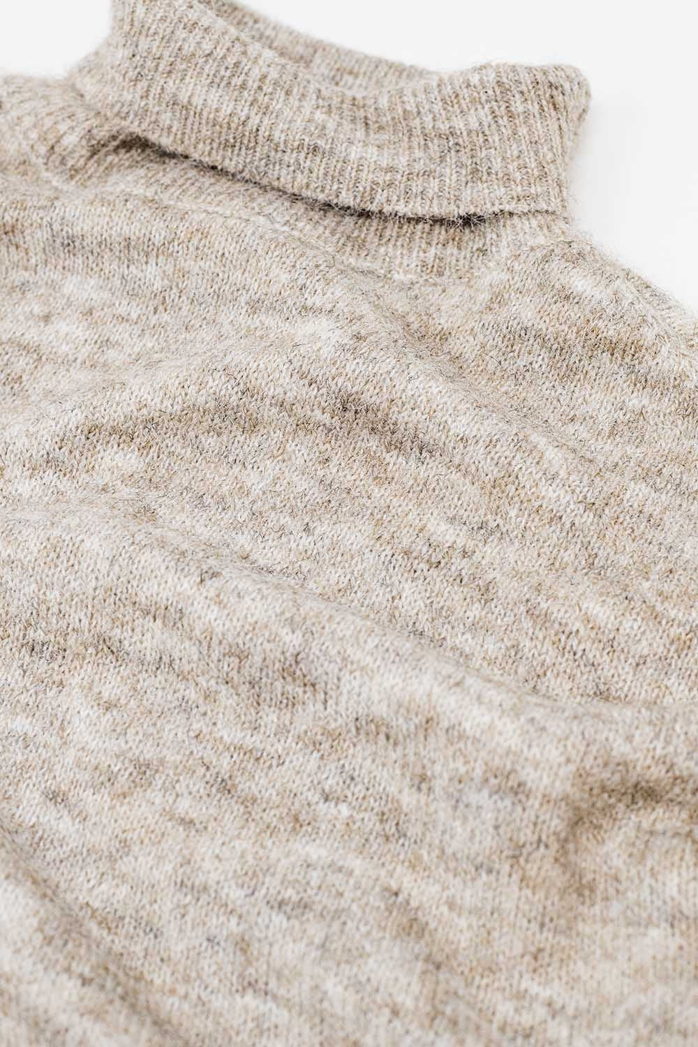 Beige fluffy high neck relax fit sweater