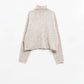 Beige fluffy high neck relax fit sweater