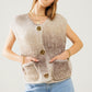 Beige gradient knitted vest with gold buttons