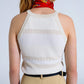 Beige Halter Tank top With Stripe Design In Different Knits