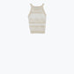 Beige Halter Tank top With Stripe Design In Different Knits