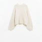 Beige Knit Sweater with balloon Sleeves