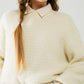 Beige Knit Sweater with balloon Sleeves