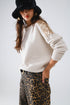 Q2 Beige Long Sleeves Sweater With Sequins on The Shoulders