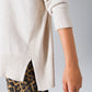 Beige Long Sleeves Sweater With Sequins on The Shoulders