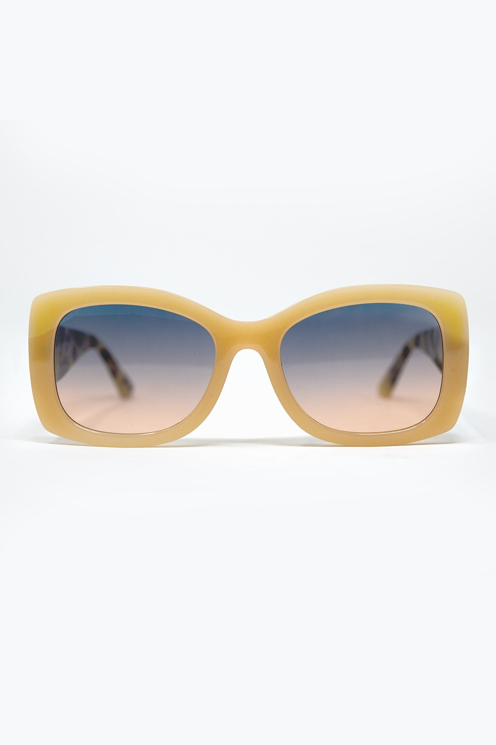 Q2 Beige Oversized Oval Sunglasses in Acetate