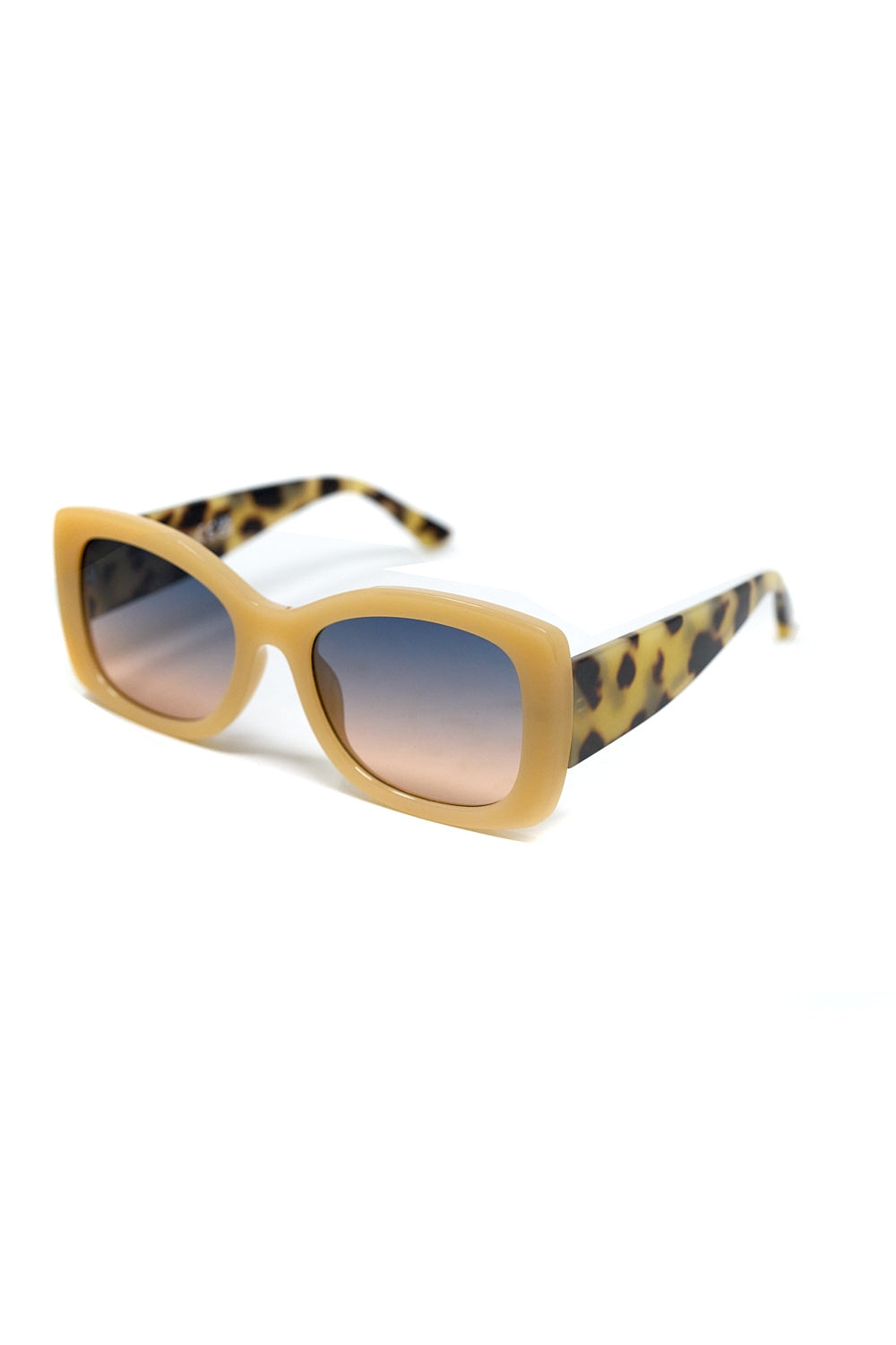 Beige Oversized Oval Sunglasses in Acetate