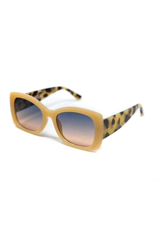 Beige Oversized Oval Sunglasses in Acetate