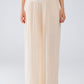 Beige Palazzo style Pants With Side Pockets And Thick Waist Band