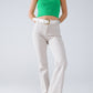 bEIGE Skinny Flared Jeans With Front Pocket Detail