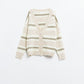 beige striped fluffy cardigan