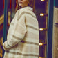 beige striped fluffy cardigan