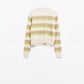 beige sweater with green and camel stripes