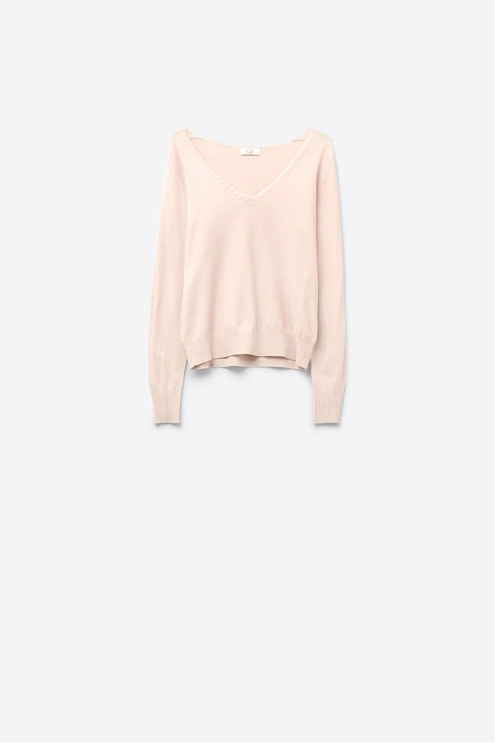 Q2 Beige sweater with V neckline
