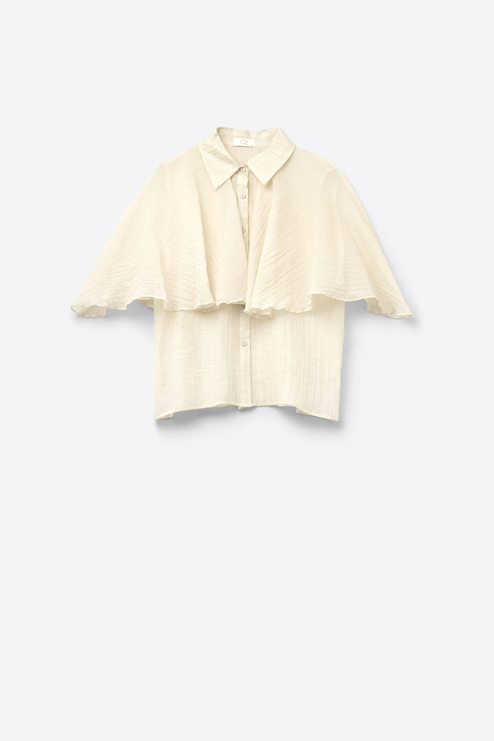 Q2 Beige textured chiffon blouse with dropped sleeves