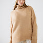 Q2 Beige turtleneck jumper with dropped sleeves