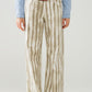 Beige wide leg elastic striped Pants