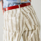 Beige wide leg elastic striped Pants