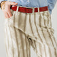 Beige wide leg elastic striped Pants