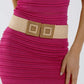 Q2 Beige woven belt with square buckle with gold details