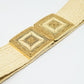 Beige woven belt with square buckle with gold details