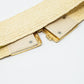 Beige woven belt with square buckle with gold details