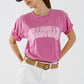 Q2 Belleville T-Shirt  With Washed Effect In Pink