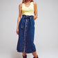 belted buttoned denim maxi skirt