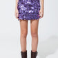 Q2 Big sequin mini skirt in purple