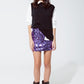 Big sequin mini skirt in purple