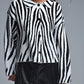 Black and White Zebra Print Polo Collar Cardigan