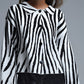 Black and White Zebra Print Polo Collar Cardigan