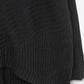 Black Asymmetric Ribbed Knit Sweater Tunic