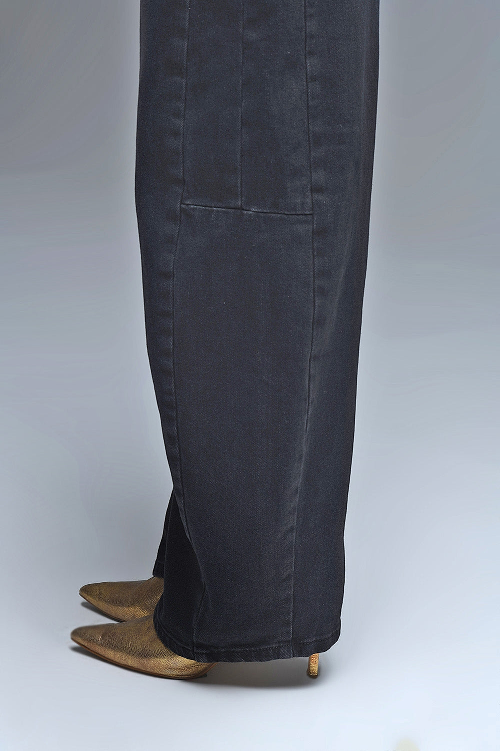 Black Barrel Jeans With Side Seam Detail