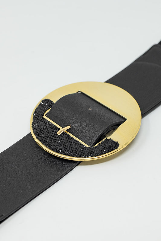 Black Belt With Adjustable Gold Buckle