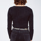 Black chenille sweetheart neck top