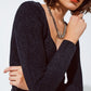 Black chenille sweetheart neck top