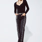 Black chenille sweetheart neck top