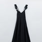 Q2 Black chiffon maxi dress with ruffles on the straps