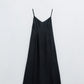 Q2 Black double layer satin dress with straps